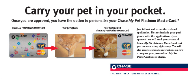 Chase Pet Card Buckslip Back