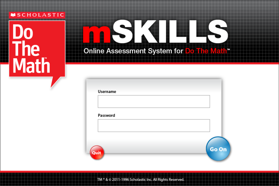 mSkills Log In Screen