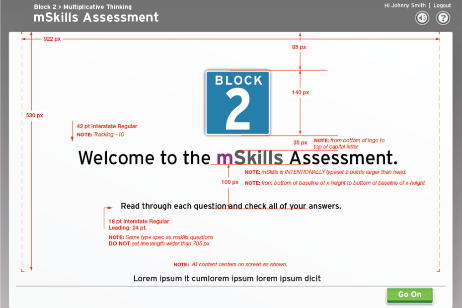 M180 Assessment Welcome Screen