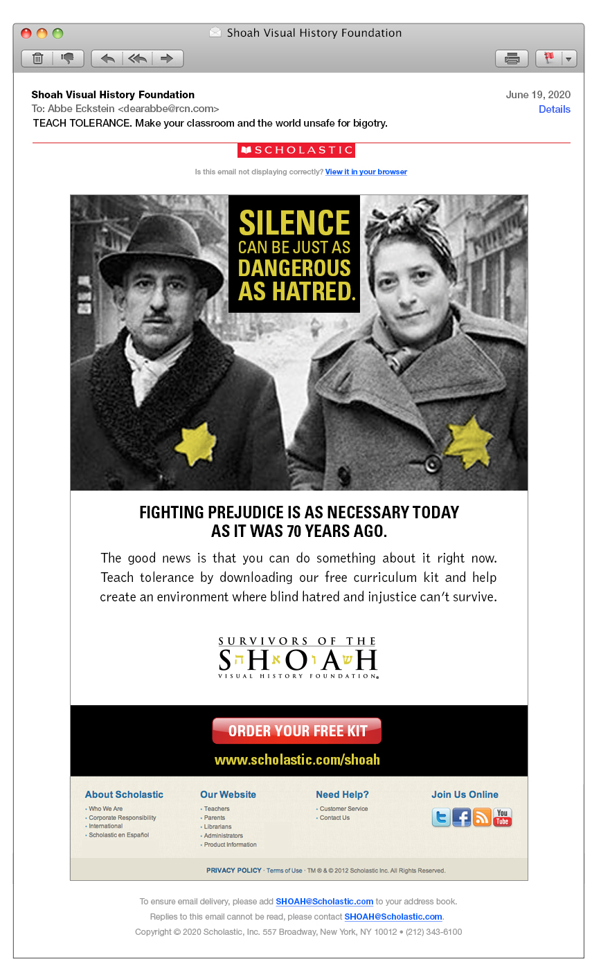 Shoah Foundation Email Concept
