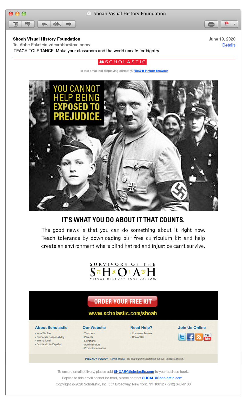 Shoah Foundation Email Concept