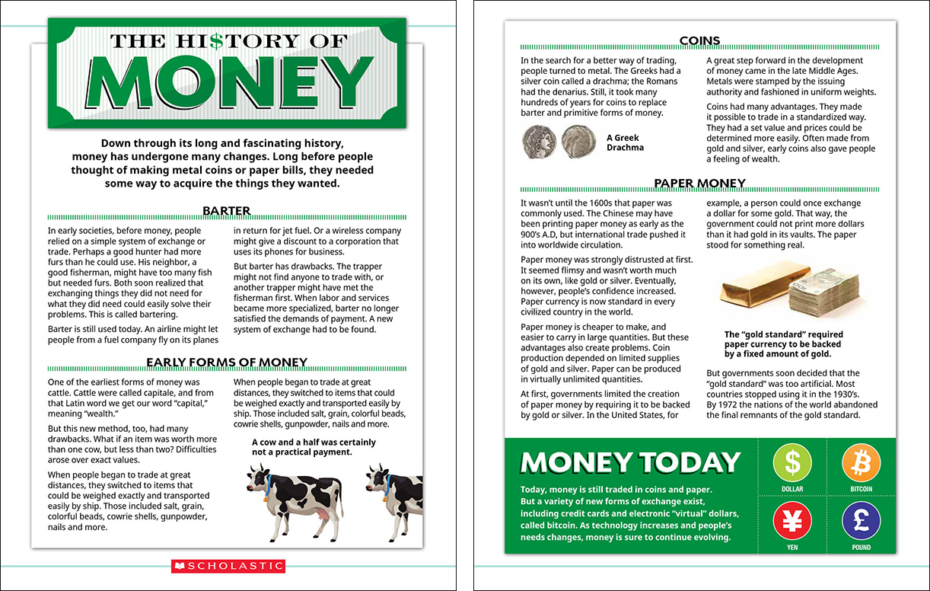 Guided Reading Text Card: The History of Money