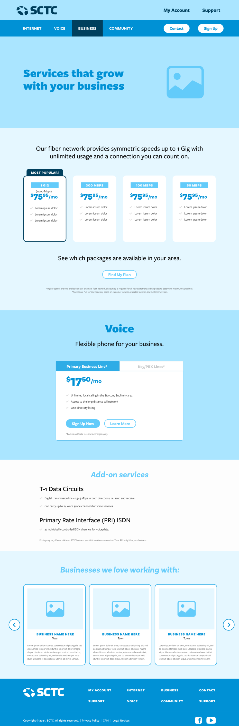 SCTC Wireframe Business Landing Page