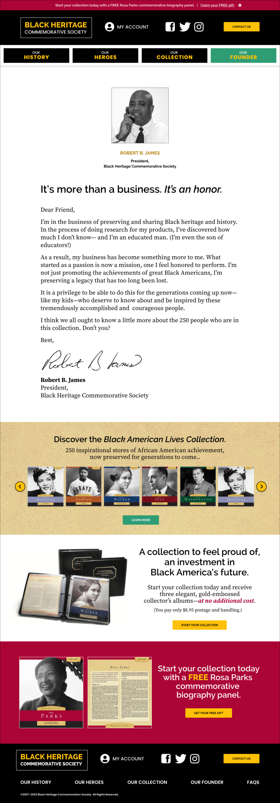 Black Heritage Commemorative Society Our Founder Page