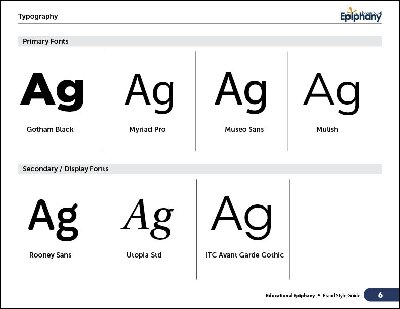 Educational Epiphany Design System: Typography