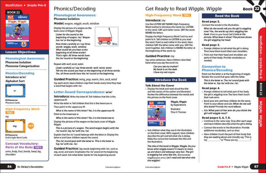Educational Epiphany Decodables Lesson: Wiggle, Wiggle